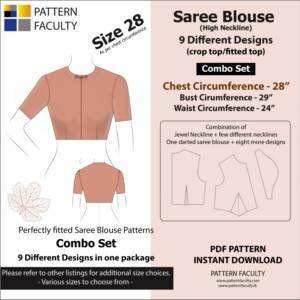 Saree Blouses - High Neckline 9 Different styles - cuts - Size 28