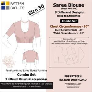 Saree Blouses - High Neckline 9 Different styles - cuts - Size 30