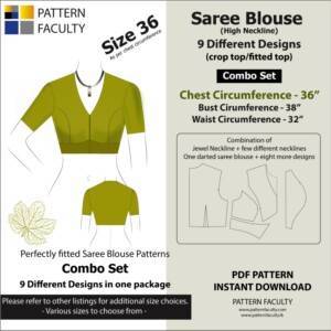 Saree Blouses - High Neckline 9 Different styles - cuts - Size 36