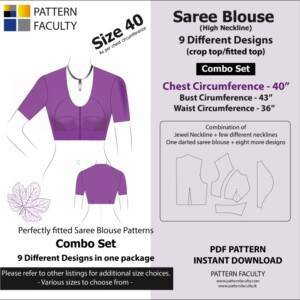 Saree Blouses - High Neckline 9 Different styles - cuts - Size 40