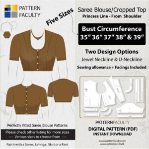 Saree Blouse High Neckline Sizes 35 to 39 Princess Line Shoulder One Design with two options Sizes Bust circumference 35, 36, 37, 38 and 39