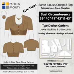 Saree Blouse High Neckline Sizes 39 to 43 Princess Line Shoulder One Design with two options Sizes Bust circumference 39, 40, 41, 42 and 43